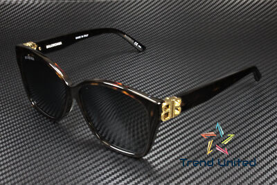 Pre-owned Balenciaga Bb0135sa 002 Squared Havana Solid Green 59 Mm Women's Sunglasses