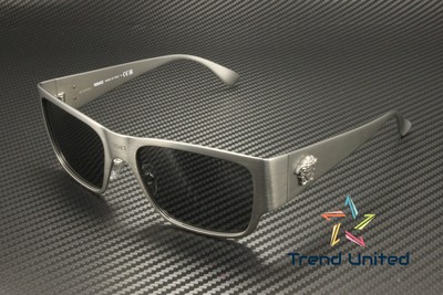 Pre-owned Versace Ve2262 126287 Gunmetal Dark Grey 56 Mm Men's Sunglasses In Gray