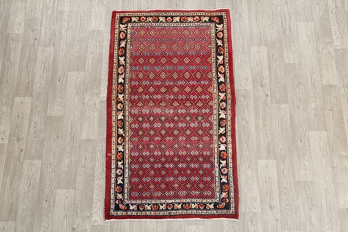 All Over Vintage Persian Rug Geometric 4x6 Wool Kashmar Oriental Area Rug Carpet