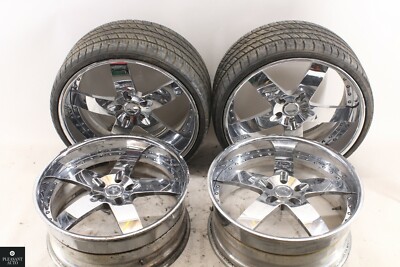 22'' VELLANO WHEELS VSK CHROME LIP 5 LUG RIMS OFF BMW 10 750 DAMAGED 
