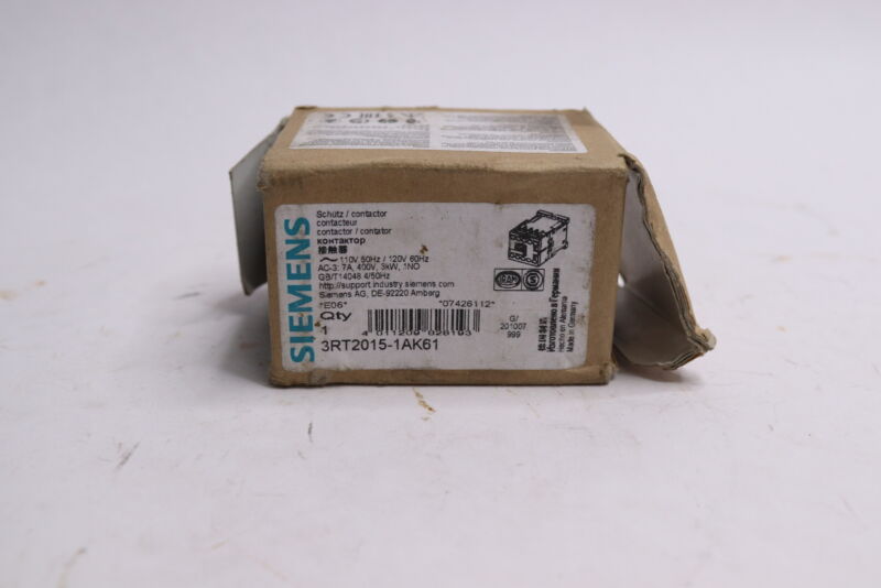 Siemens 3-Pole Contactor 120V 20 Amp 3RT2015-1AK61