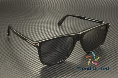 Pre-owned Tom Ford Ft0832 01d Fletcher Acetate Shiny Black Polarized 57mm Men's Sunglasses In Gray