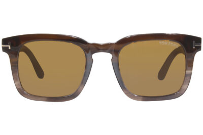 Pre-owned Tom Ford Dex Tf751 55e Sunglasses Men's Brown/striped Brown/vintage Brown 50mm