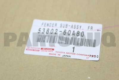 5380260A80 Genuine Toyota FENDER SUB-ASSY, FRONT LH 53802