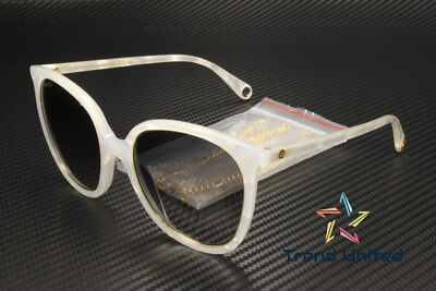 Pre-owned Gucci Gg1076s 003 Round Oval Panthos Acetate White Grey 56 Mm Women's Sunglasses In Gray