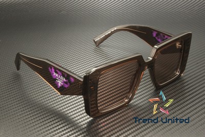 Pre-owned Prada Pr 23ys 17o60b Brown Transparent Light Brown 51 Mm Women's Sunglasses