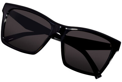Pre-owned Saint Laurent Sl-m104/f 002 Sunglasses Women's Black/grey Square Shape 58mm In Gray