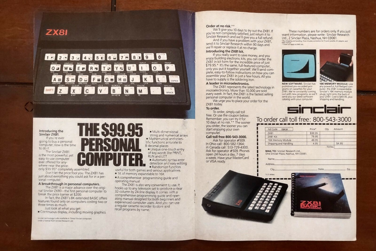 Vintage September 1982 2-page Print Ad Sinclair ZX81 '$99.95