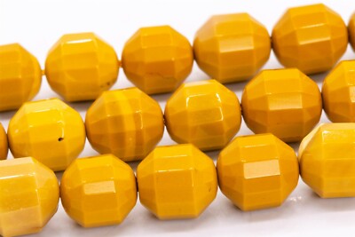 10x9MM Yellow Mookaite Faceted Bicone Barrel Drum Grade AAA Natural Loose Beads