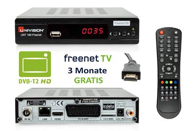 Univision KIT DVB-T2 Receiver HDTV 3 Monate gratis freenet TV inkl. HDMI Kabel