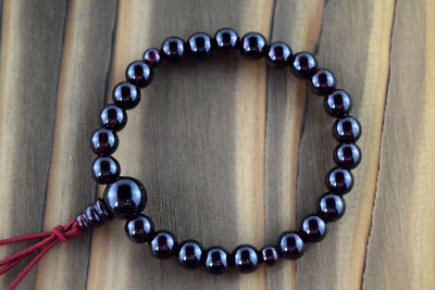 Pre-owned Kyoto Asahiya Nature Garnet Bracelet Women Gemstone Beads Japanese Juzu Handmade Kyoto Gift In Purple