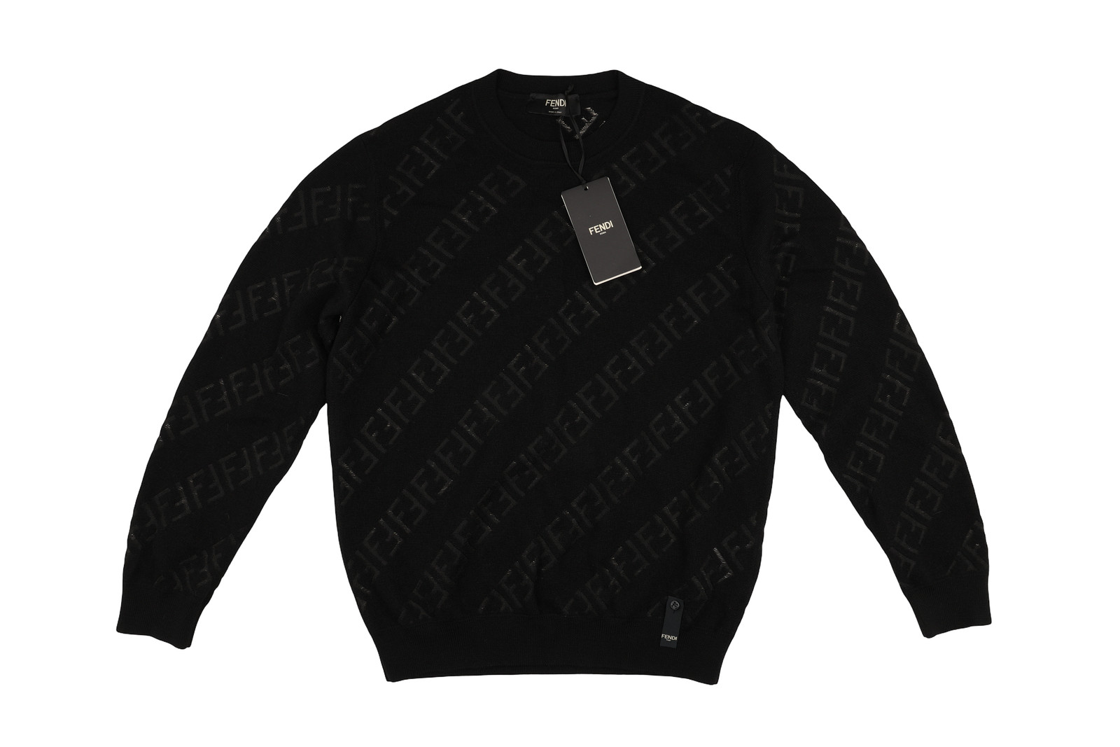 Mens FENDI Diagonal FF Sweater Black SeeThrough size IT50 US L | eBay