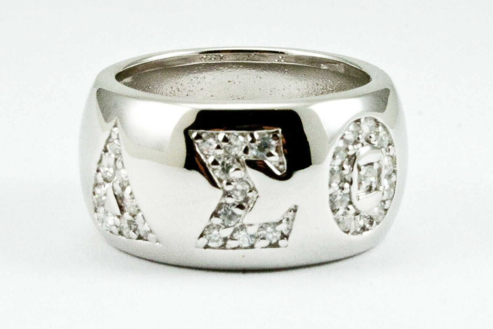 DELTA SIGMA THETA SORORITY Sterling Silver Ring with Simulated...