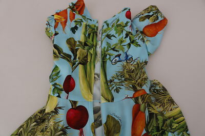 Pre-owned Dolce & Gabbana Blouse Vegetable Print Silk Top Peplum Wrap It36/us2/xs $1200 In Multicolor
