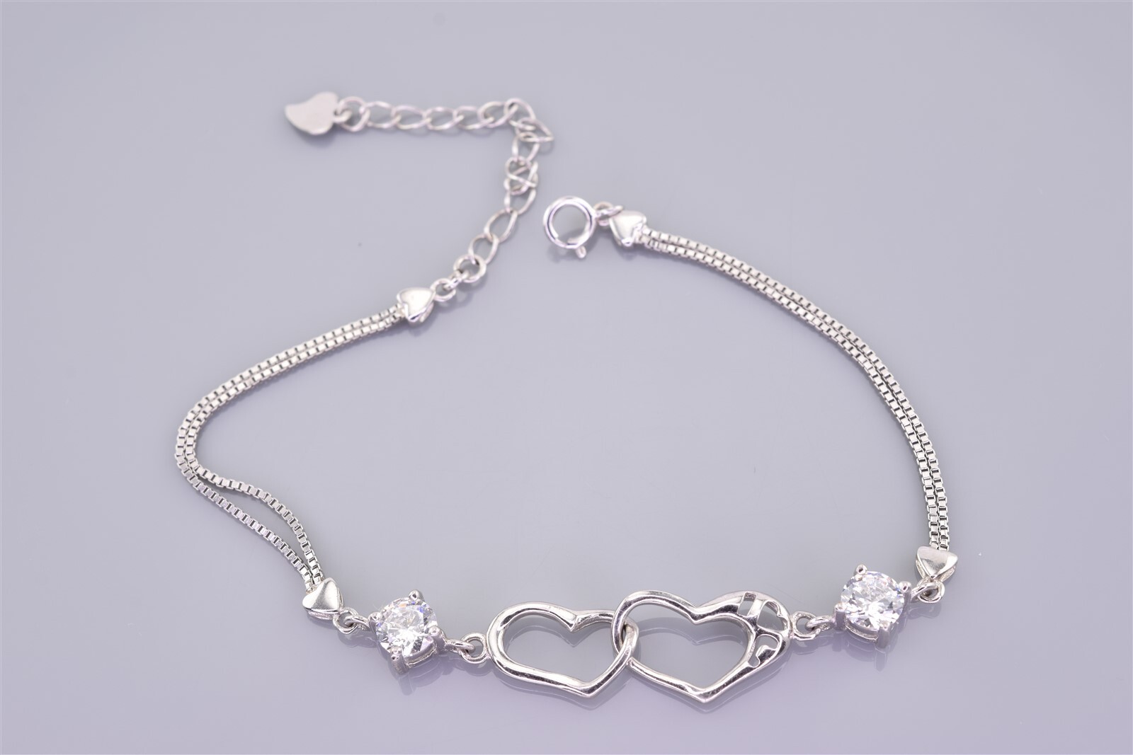 Sterling Silver Interlocked Hearts Cubic Zirconia 925 Sterling Silver Interlocked Hearts Cubic Zirconia 925