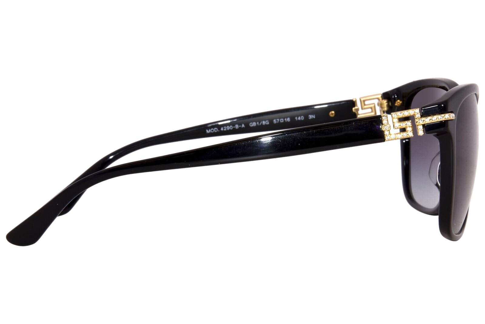 Pre-owned Versace Women's 4290ba 4290-ba Gb1/8g Black/gold/crystal Accent Sunglasses 57mm In Gray