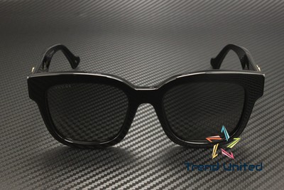 Pre-owned Gucci Gg0998s 001 Rectangular Square Acetate Black Grey 52 Mm Women's Sunglasses In Gray