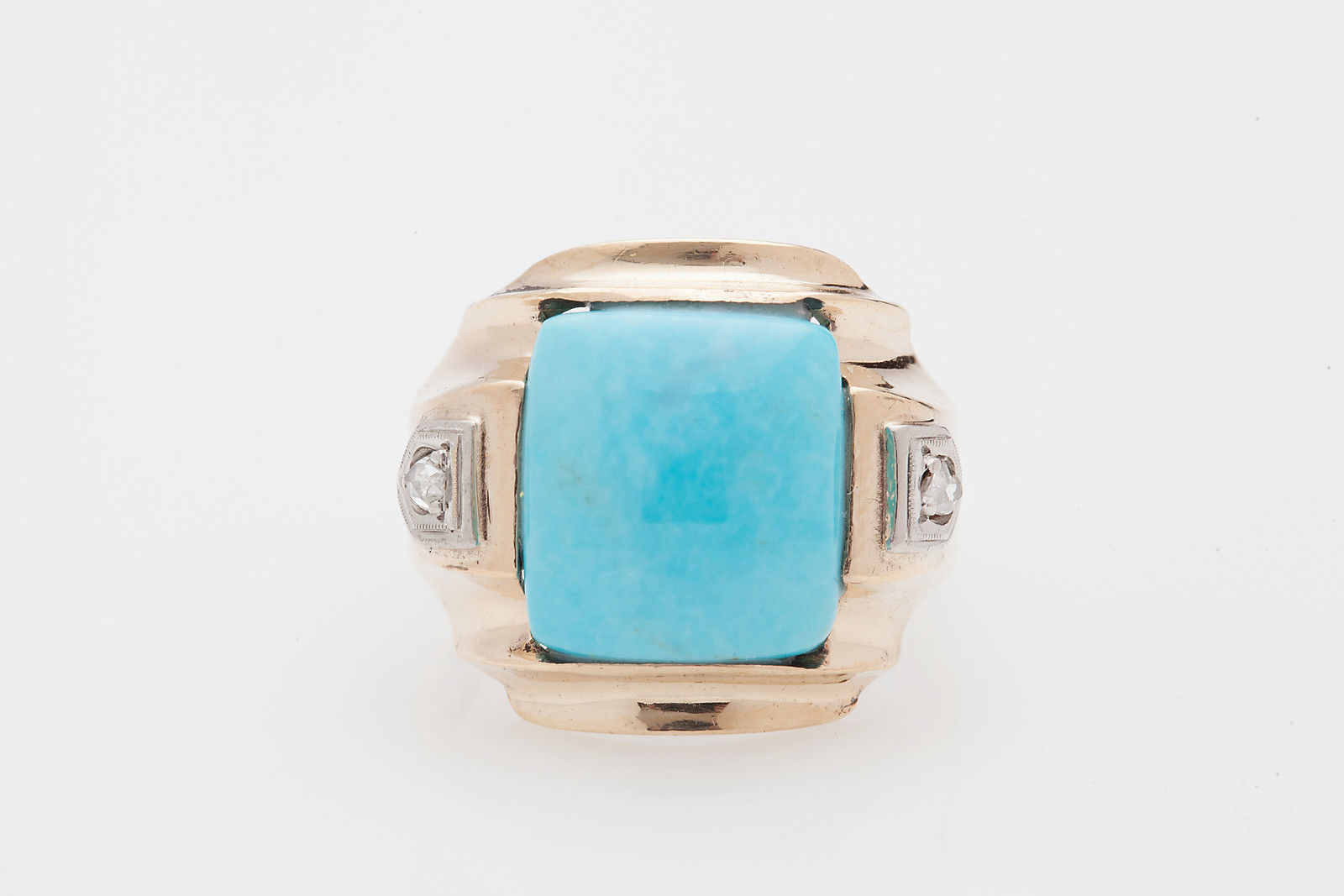 Turquoise Yellow Gold Rings for Men