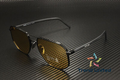 Pre-owned Prada Pr 59ys 1bo0b7 Square Matte Black Yellow 57 Mm Men's Sunglasses