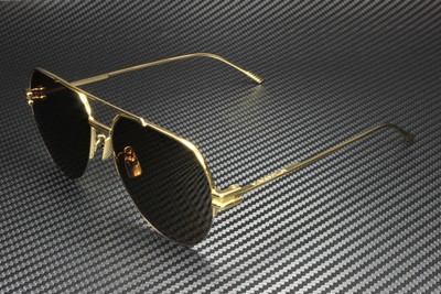Pre-owned Bottega Veneta Bv1046s 002 Pilot Navigator Gold Brown 59 Mm Women's Sunglasses