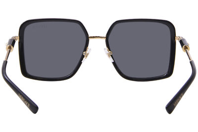 Pre-owned Versace Ve2261 100287 Sunglasses Women's Black/dark Grey Square Shape 56mm In Gray