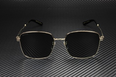 Pre-owned Gucci Gg0852sk 001 Rectangular Squared Gold Black Green 58 Mm Women's Sunglasses In Solid Green