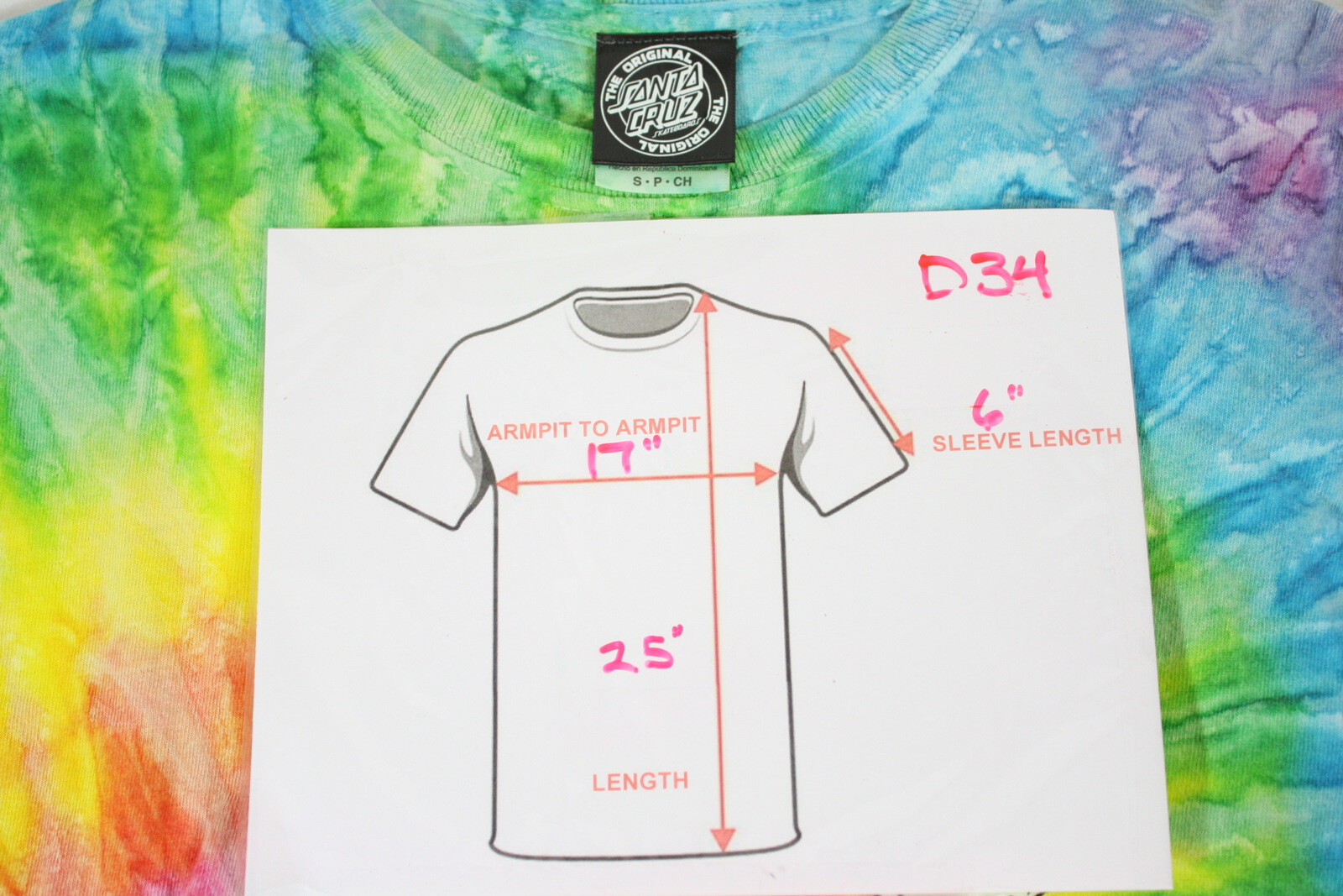 Santa Cruz Women's Small Multi-Color Tie Dye T-Shirt (D34)