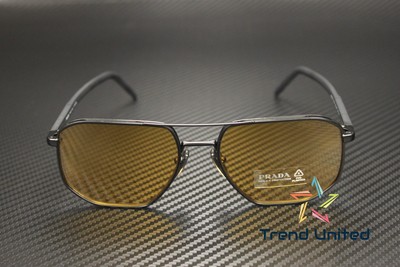 Pre-owned Prada Pr 59ys 1bo0b7 Square Matte Black Yellow 57 Mm Men's Sunglasses