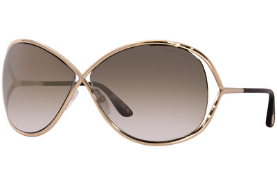 Pre-owned Tom Ford Women's Miranda Tf130 Tf/130 28g Shiny Rose Gold Wrap Sunglasses 68mm In Brown