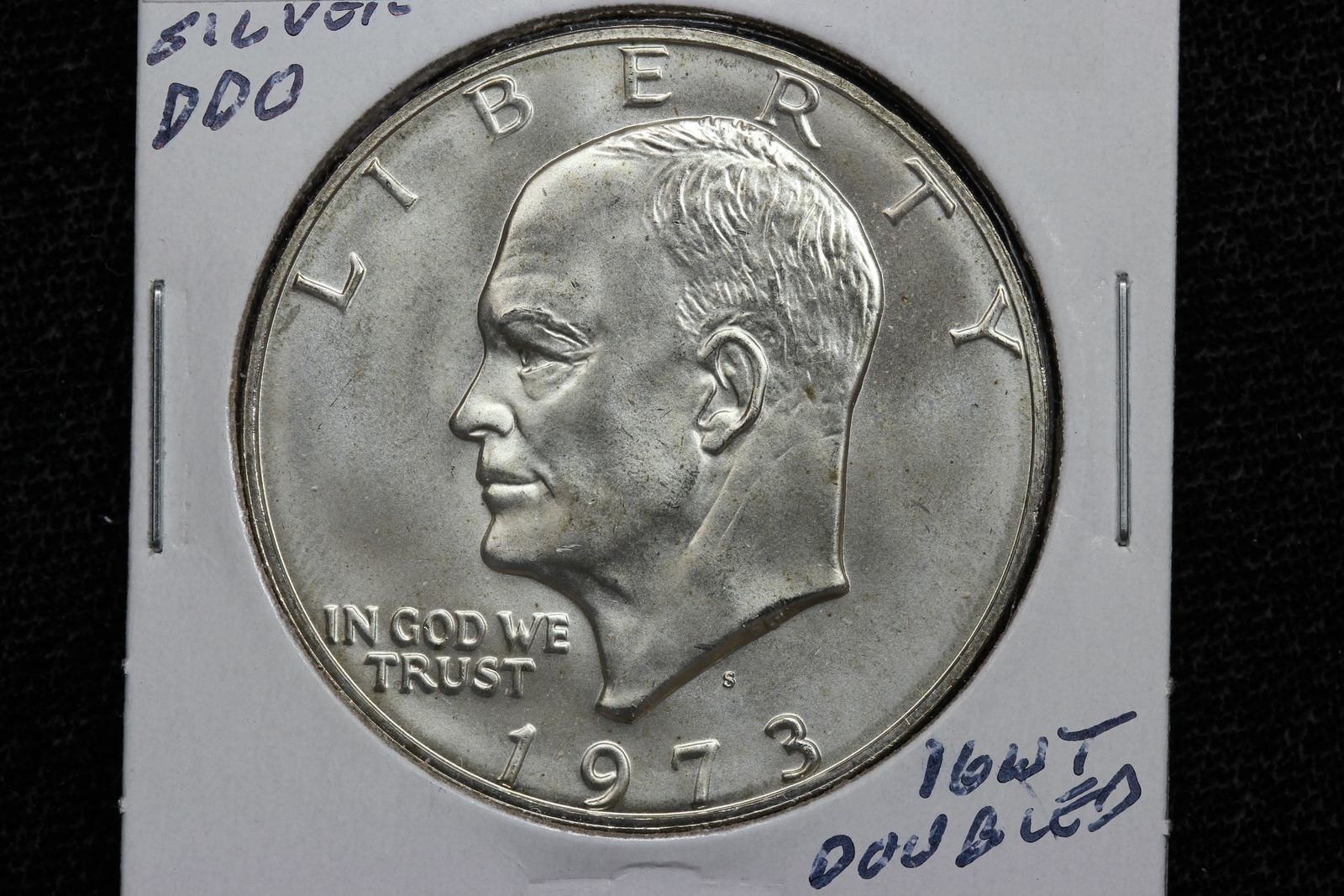 1973-S Silver Eisenhower Dollar Doubled Die Obverse 1GOI | eBay 1973-S Silver Eisenhower Dollar Doubled Die Obverse 1GOI | eBay