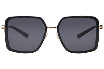 Pre-owned Versace Ve2261 100287 Sunglasses Women's Black/dark Grey Square Shape 56mm In Gray