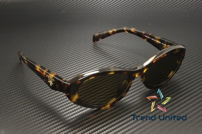 Pre-owned Prada Pr 26zsf 14l09z Sage Honey Tortoise Dark Brown 56 Mm Women's Sunglasses