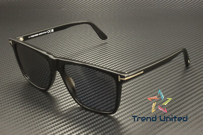 Pre-owned Tom Ford Ft0832 01d Fletcher Acetate Shiny Black Polarized 57mm Men's Sunglasses In Gray
