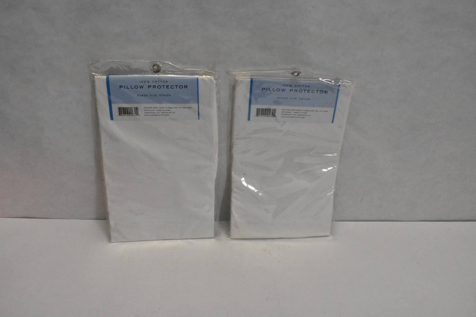 Downright 100% All-Cotton Pillow Protector Queen 20" x 30" Lot Of 2