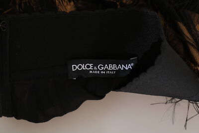 Pre-owned Dolce & Gabbana Skirt Fringe Metallic Pencil A-line Black Gold It38/us4/xs $1000