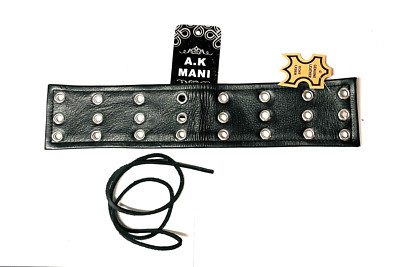 Genuine Leather Black Motorcycle Chaps Extender With Laces New Black Color 12''