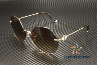 Pre-owned Tiffany & Co Tiffany Tf3077 60213b Pale Gold Brown Gradient 60 Mm Women's Sunglasses