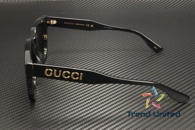 Pre-owned Gucci Gg1136sa 001 Round Oval Panthos Acetate Black Grey 52mm Women's Sunglasses In Gray