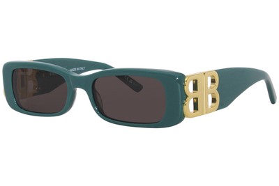 Pre-owned Balenciaga Bb0096s 006 Sunglasses Women's Green/gold/grey Rectangle Shape 51mm In Gray