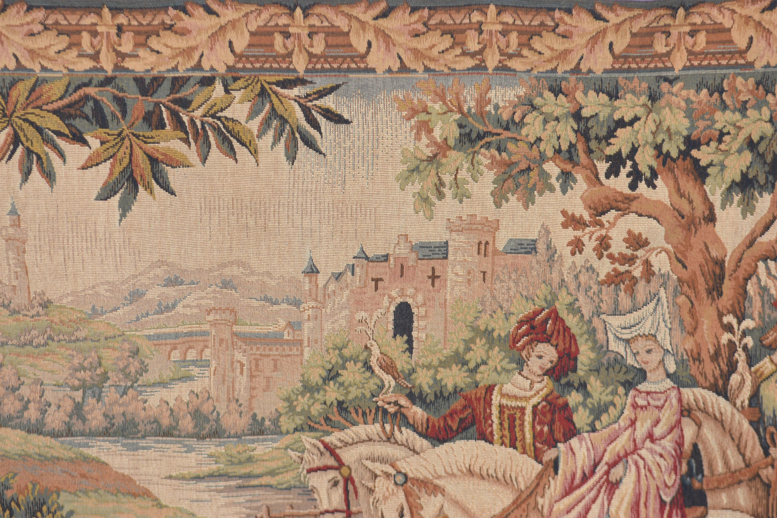 Lovely Vintage Tapestry, Purchased in Europe, Royal Hunt in Countryside