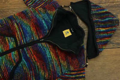 LOUDELEPHANT KAPUZENPULLOVER LOUDELEPHANT KAPUZE REGENBOGEN SPACE DYE STRICKJACKE VLIES RV