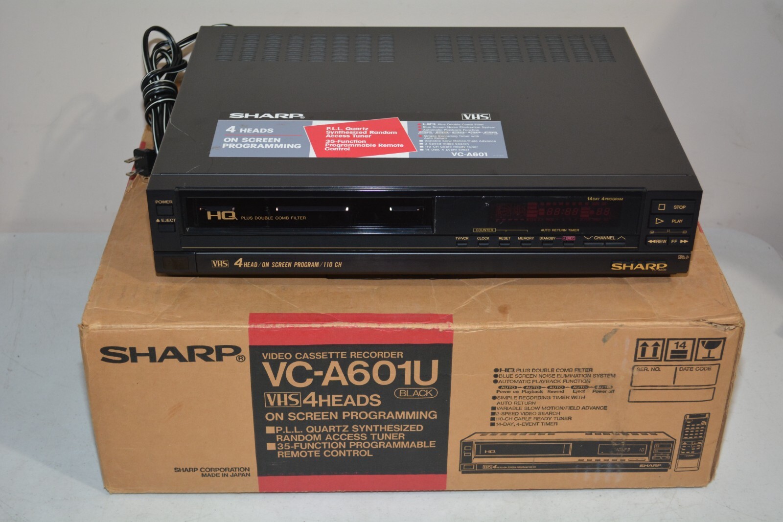 Sharp Video Cassette Recorder VHS 4 Heads On Screen Sharp Video Cassette Recorder VHS 4 Heads On Screen
