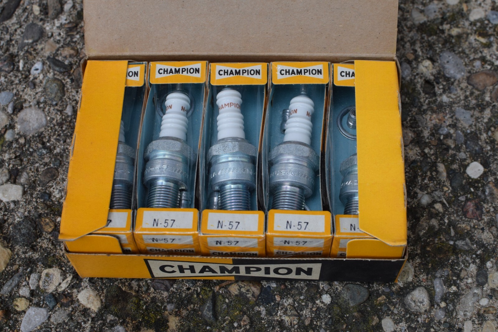 Vintage Champion Spark Plugs N-57 10 Plugs New In Original Box NOS