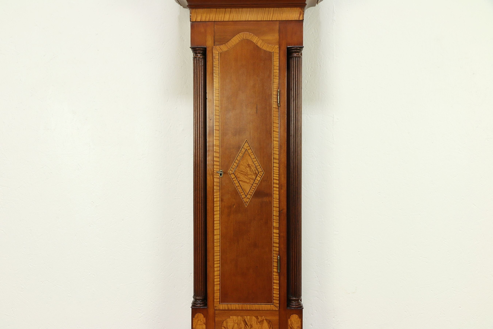 Cherry & Maple Tall Case Antique Grandfather Clock, Quartz, Whiting CT #30459