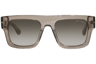 Pre-owned Tom Ford Fausto Tf711 47q Sunglasses Men's Shiny Oyster/brown Gradient 53mm In Green