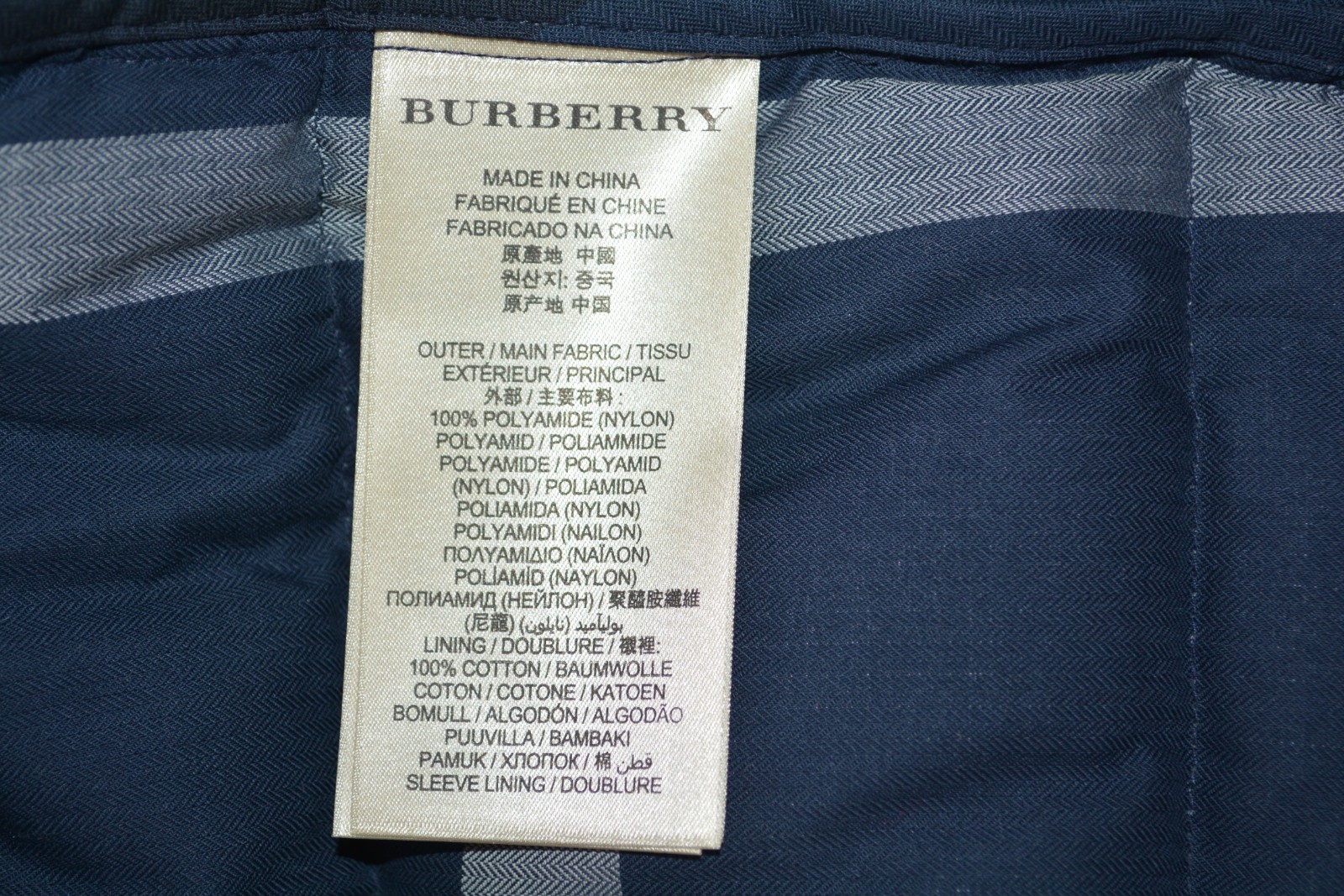 Pre-owned Burberry Brit Mens Duck Down Quilted Puffer Jacket Coat Sz Large In Blue