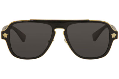 Pre-owned Versace Men's Medusa Charm Ve2199 2199 1002/81 Pilot Polarized Sunglasses 56mm In Gray