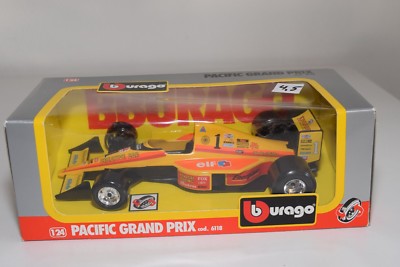 V 1:24 BBURAGO BURAGO 6118 PACIFIC GRAND PRIX F1 FORMULA 1 YELLOW MINT BOXED