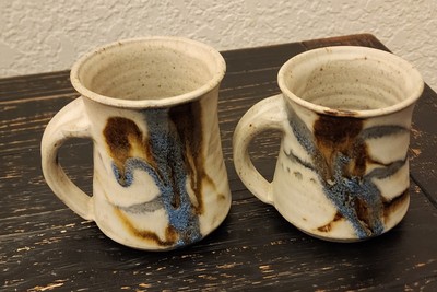 Set Of 2 Signed Studio Art Pottery  Mugs Rob Grimes Tested By Fire Texas Pottery