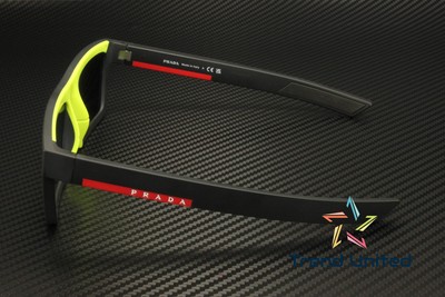 Pre-owned Prada Ps 02zsu 1bo10a Matte Black Dark Grey Mirror Red 55 Mm Men's Sunglasses In Gray